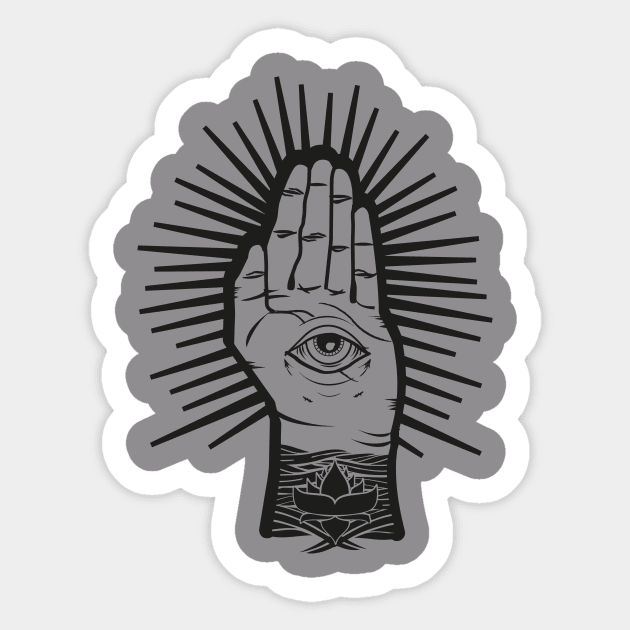 Positive Meditation,Breathe, All-Seeing eye, tattoo, hand, lotus,flower BoomBoomInk Sticker by BoomBoomInk